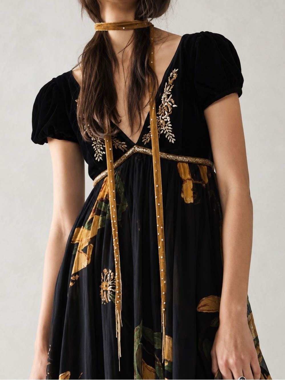 Free People Make It Rain Fringe Skinny Scarf Mustard Yellow